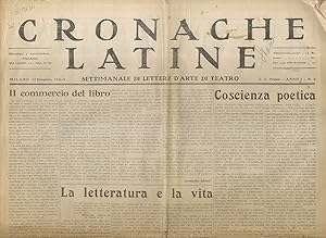 CRONACHE latine. Settimanale di lettere d'arte e di teatro. Anno I, n. 2. 12 dicembre 1931.