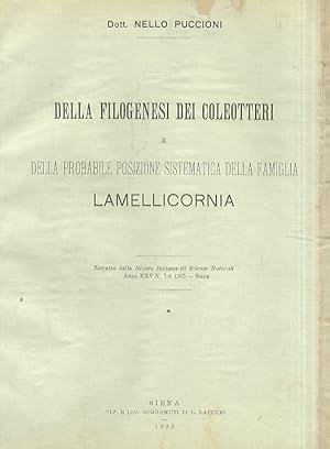 Della filogenesi dei coleotteri e della probabile posizione sistematica della famiglia Lamellicor...