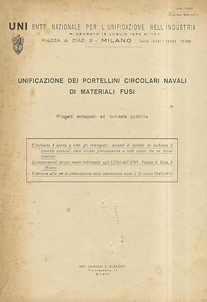 Unificazione dei portellini circolari navali di materiali fusi. Progetti sottoposti ad inchiesta ...