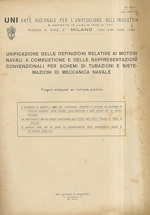 Unificazione delle definizioni relative ai motori navali a combustione e delle reppresentazioni c...