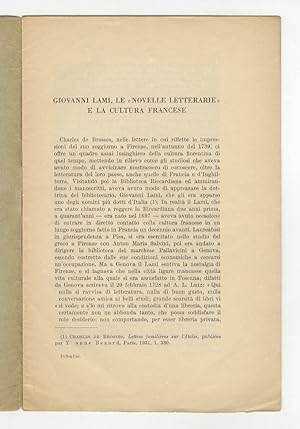 Giovanni Lami, le "Novelle letterarie" e la cultura francese.
