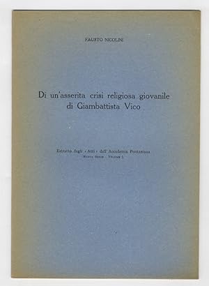 Bild des Verkufers fr Di un'asserita crisi religiosa giovanile di Giambattista Vico. zum Verkauf von Libreria Oreste Gozzini snc