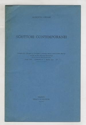 Immagine del venditore per Scrittori contemporanei. [ma: recensione a: Dante Alighieri "Il Convivio, ridotto a miglior lezione e commentato da Giovanni Busnelli e Giuseppe Vandelli con introduzione di Michele Barbi]. Estratto da "Scuola e cultura". venduto da Libreria Oreste Gozzini snc