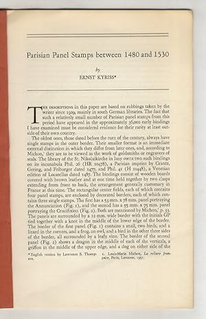 Imagen del vendedor de Parisian Panel Stamps between 1480 and 1530. a la venta por Libreria Oreste Gozzini snc