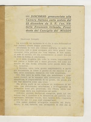 Imagen del vendedor de Discorso pronunziato alla Camera Italiana nella seduta del 22 dicembre (.). a la venta por Libreria Oreste Gozzini snc