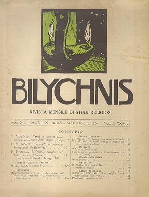 BILYCHNIS. Rivista mensile di studi religiosi. Anno XIII. Fasc. VIII-IX. Roma Agosto-sett. 1924.