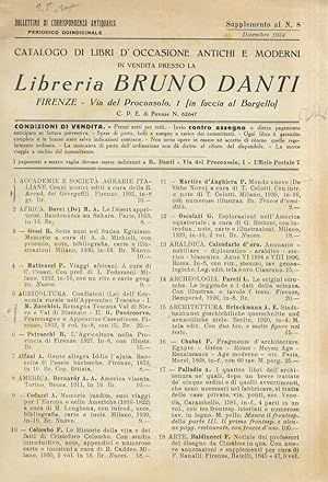 LIBRERIA BRUNO DANTI, FIRENZE. Lotto di 12 cataloghi di vendita di libri antichi e moderni. Anni ...