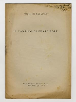 Seller image for Il cantico di Frate Sole. Estratto dalla Rivista "Quaderni di Roma", anno I, Maggio 1947, fasc. 3. for sale by Libreria Oreste Gozzini snc