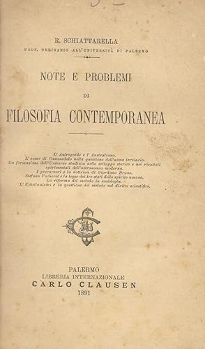 Imagen del vendedor de Note e problemi di filosofia contemporanea. a la venta por Libreria Oreste Gozzini snc