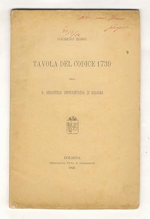 Bild des Verkufers fr Tavola del codice 1739 della R. Biblioteca Universitaria di Bologna. zum Verkauf von Libreria Oreste Gozzini snc