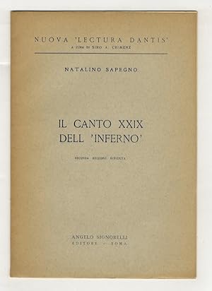 Bild des Verkufers fr Il Canto XXIX dell'Inferno. Seconda edizione riveduta. zum Verkauf von Libreria Oreste Gozzini snc