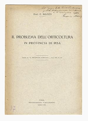 Bild des Verkufers fr Il problema dell'orticoltura in provincia di Pisa. zum Verkauf von Libreria Oreste Gozzini snc