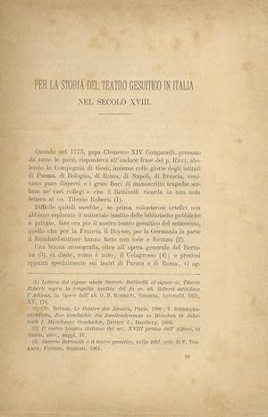 Per la storia del teatro gesuitico in Italia nel secolo XVIII. In: Rassegna critica della lettera...