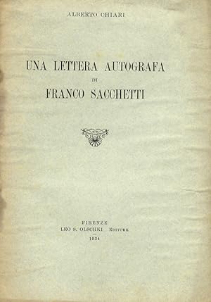 Immagine del venditore per Una lettera autografa di Franco Sacchetti. venduto da Libreria Oreste Gozzini snc