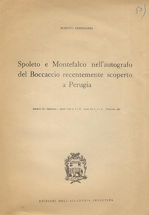 Spoleto e Montefalco nell'autografo del Boccaccio recentemente scoperto a Perugia.