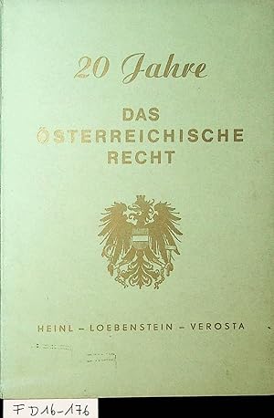 Bild des Verkufers fr Festschrift anllich des zwanzigjhrigen Bestehens des Sammelwerkes "Das sterreichische Recht" zum Verkauf von ANTIQUARIAT.WIEN Fine Books & Prints