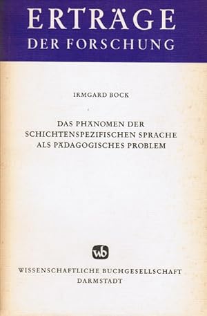 Bild des Verkufers fr Das Phnomen der schichtenspezifischen Sprache als pdagogisches Problem (= Ertrge der Forschung 8) zum Verkauf von Schrmann und Kiewning GbR