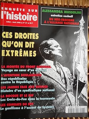 Image du vendeur pour Enquete sur l'histoire - n 27 - aout 1998 - Ces droites qu'on dit extremes mis en vente par Frederic Delbos