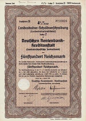 4 1/2 %ige Landeskultur-Schuldverschreibung (Landeskulturkreditbrief) Reihe 2 der Deutschen Rente...