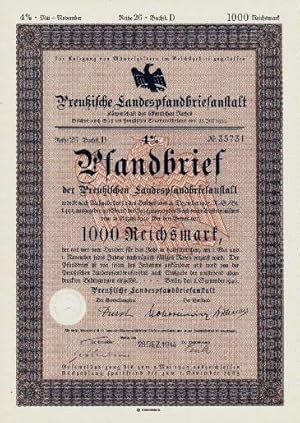 Pfandbrief der Preußischen Landespfandbriefanstalt über den Betrag von 1000 Reichsmark.