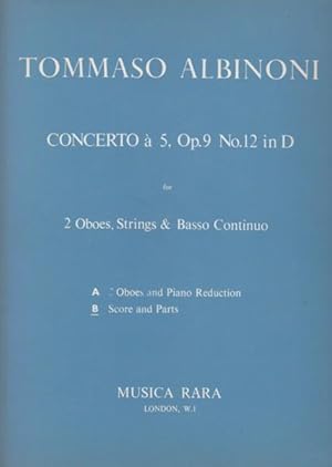 Concerto à Cinque in D major, Op.9 No.12 for 2 Oboes, Strings & Continuo - Full Score & Set of Parts