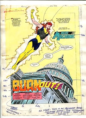 Justice Machine #24 Page #1 1988 Original Color Guide Splash Page