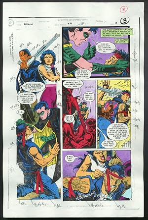 ROBIN #4-1990 PRODUCTION ART-COLOR GUIDE PG 3-TOM KYLE VG