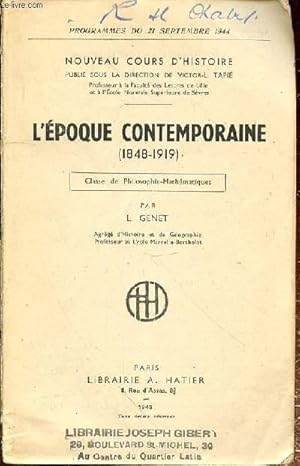 Seller image for L'EPOQUE CONTEMPORAINE (1848-1919) - classe de philosophie-mathematiques for sale by Le-Livre