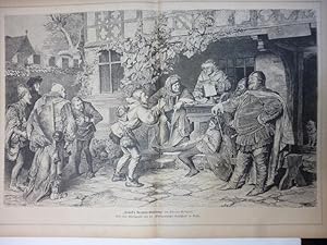 Image du vendeur pour Orig. Holzstich - Grtzner - "Falstaff's Recruten-Musterung" Von Eduard Grtzner. mis en vente par Allguer Online Antiquariat