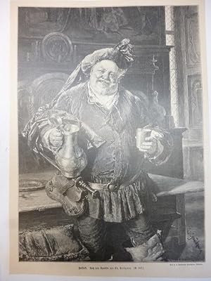 Image du vendeur pour Orig. Holzstich - Grtzner - Falstaff. Nach dem Gemlde von Eduard Grtzner. mis en vente par Allguer Online Antiquariat