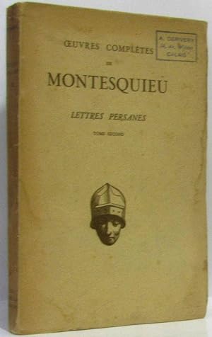 Image du vendeur pour Lettres persanes tome second Oeuvres compltes de Montesquieu mis en vente par crealivres