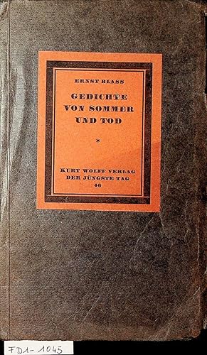 Bild des Verkufers fr Die Gedichte von Sommer und Tod. (=Der jngste Tag, Band 46.) zum Verkauf von ANTIQUARIAT.WIEN Fine Books & Prints