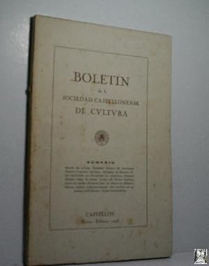 BOLETIN DE LA SOCIEDAD CASTELLONENSE DE CULTURA. TOMO XXI - ENERO-FEBRERO 1945 - CUADERNO I