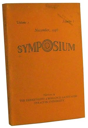 Seller image for Symposium: A Journal Devoted to Modern Foreign Languages and Literatures, Volume I, Number 1 (November, 1946) for sale by Cat's Cradle Books