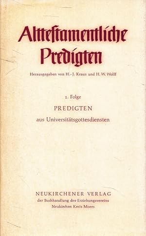 Seller image for Alttestamentliche Predigten 1. Folge: Predigten aus Universittsgottesdiensten for sale by Versandantiquariat Nussbaum