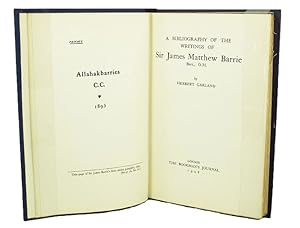 Image du vendeur pour A BIBLIOGRAPHY OF THE WRITINGS OF SIR JAMES MATTHEW BARRIE Bart., O.M. mis en vente par Kay Craddock - Antiquarian Bookseller