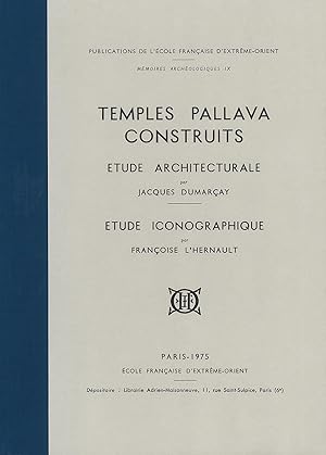 Seller image for Temples pallava construits [Publications de l'Ecole franaise d'Extrme-Orient., Mmoires archologiques ;, 9.] for sale by Joseph Burridge Books