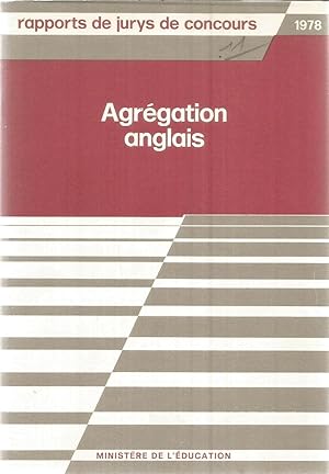 Rapports de jurys de concours 1978 - Agrégation Anglais