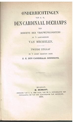 Instructions de S.E. le cardinal Dechamps aux communautés religieuses de femmes du diocèse de Mal...