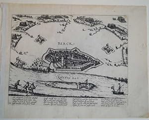 Berck. Historische Ortsansicht. Original Kupferstich von Franz Hogenberg, um 1590. Blattgröße 25 ...