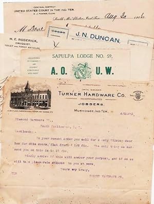 1903-1907 GROUP OF NINE (9) HANDWRITTEN LETTERS AND RECEIPTS ON LETTERHEADS AND BILLHEADS FROM VA...