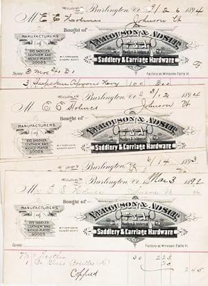 LOT OF FOURTEEN (14) RECEIPTS ON THE ENGRAVED BILLHEADS OF THESE MANUFACTURERS & JOBBERS OF SADDL...