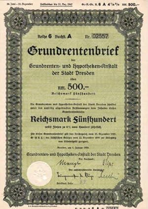 Hypothekenpfandbrief über RM. 500 - Reichsmark 500.