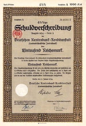 4 ½ %ige Schuldverschreibung Ausgabe 1934 der Deutschen Rentenbank-Kreditanstalt (Landwirtschaftl...