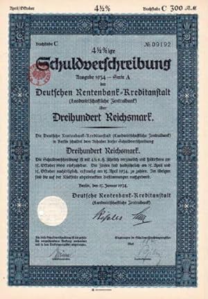 4 1/2 %ige Schuldverschreibung Ausgabe 1934 der Deutschen Rentenbank-Kreditanstalt (Landwirtschaf...