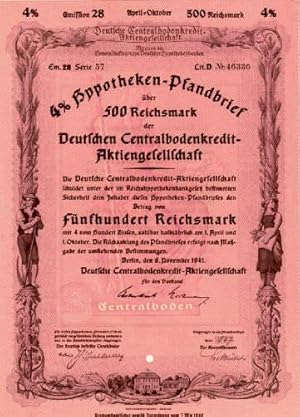 4 % Hypotheken-Pfandbrief über 500 Reichsmark der Deutschen Centralbodenkredit-Aktiengesellschaft.