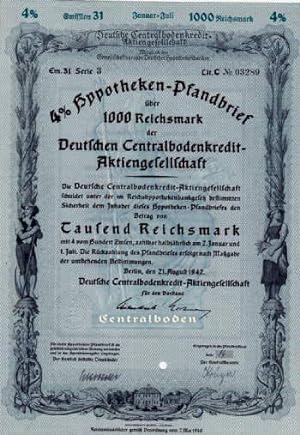 4 % Hypotheken-Pfandbrief über 1000 Reichsmark der Deutschen Centralbodenkredit-Aktiengesellschaft.