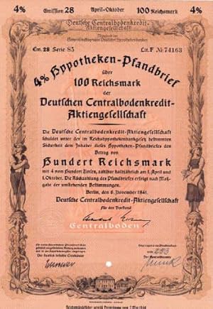 4 % Hypotheken-Pfandbrief über 100 Reichsmark der Deutschen Centralbodenkredit-Aktiengesellschaft.