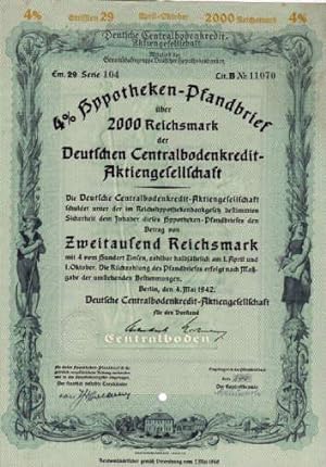 4 % Hypotheken-Pfandbrief über 2000 Reichsmark der Deutschen Centralbodenkredit-Aktiengesellschaft.
