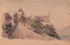 Bild des Verkufers fr Bebenhausen - Teilansicht mit Aufgang zum Kloster. Original-Aquarell auf Bleistift von Eduard von Kellee auf brunlichem Papier. Unten vom Knstler bezeichnet und datiert 2/5 Okt 1854 zum Verkauf von Antiquariat Heinz Tessin